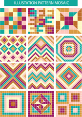 Obraz premium Vector illustration seamlesspattern mosaic retro color.