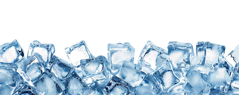 Ice cubes forming a layer of frosty chunks, cut out
