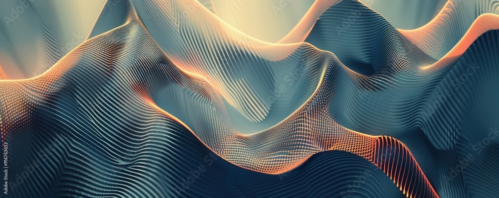 Poster abstract wave patterns create a mesmerizing visual experience with soft colors and smooth lines, per