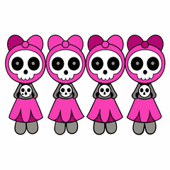 4 set Catrina Skeletons art vector illustration