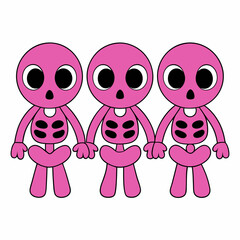 4 set Catrina Skeletons art vector illustration