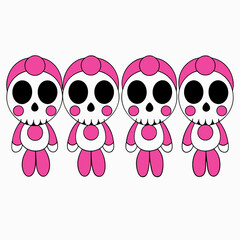 4 set Catrina Skeletons art vector illustration
