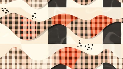 Seamless broken check pattern with stretched and bent lines