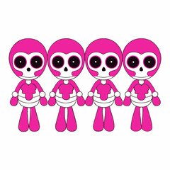 4 set Catrina Skeletons art vector illustration
