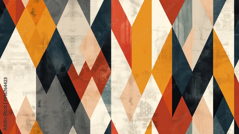 Poster seamless harlequin pattern with dynamic, multi-colored elements