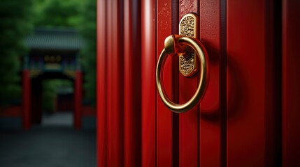 Ancient Chinese Door Knocker At The Temple Of Confucius