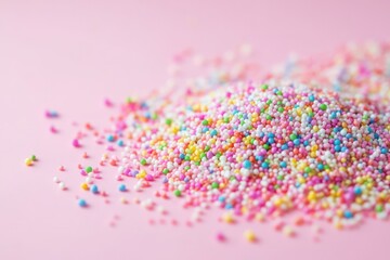 Colorful Sprinkles on Pink Background
