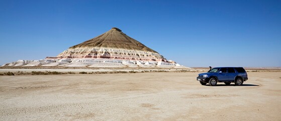 (Super Wide View) A spectacular chalk-white view of Bozzhira Tract, an unexplored region in Kazakhstan