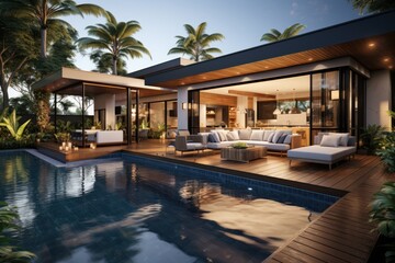 Photo of a modern design house with outdoor space