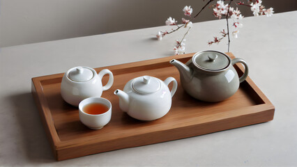 Tranquil Morning Moments: Embracing the Art of Traditional Tea with Elegant Porcelain and Blossoms