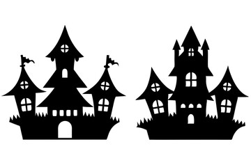  Silhouette vector design of a scary halloween house