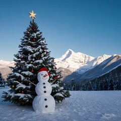 Obraz premium snowman in the forest