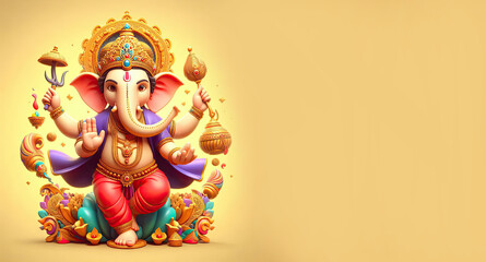 Illustration of Lord Ganpati or Ganesha for Ganesh Chaturthi festival