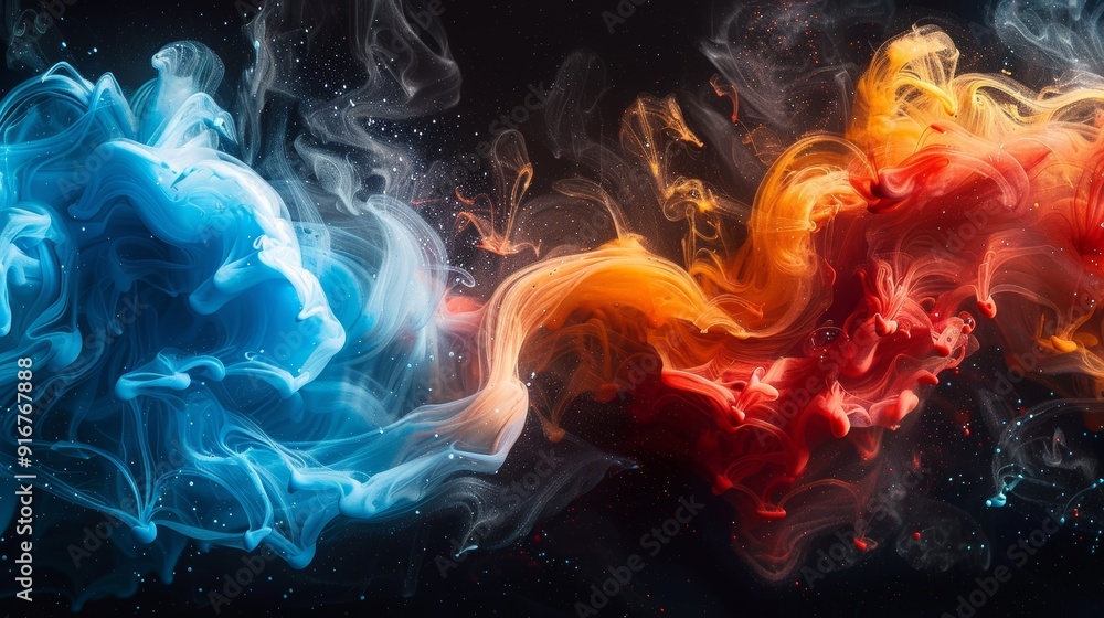 Aufkleber colorful swirling smoke patterns create an abstract visual display in dark background