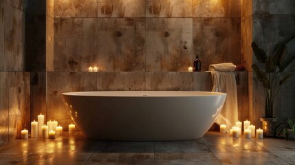 Modern bathroom interior with candles