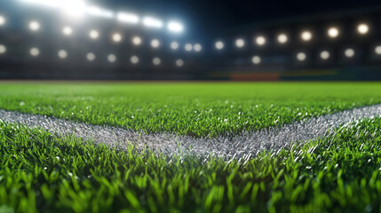 Naklejka premium baseball field green grass playground sports stadium creating a classic sports atmosphere