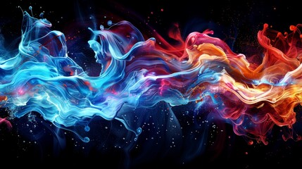 Colorful abstract swirl of paint resembling a flowing river in space at nighttime