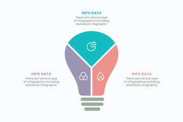 Vector idea light bulb infographic template for growth diagram, graph, presentation, chart. Business startup idea lamp concept with 3 options