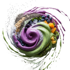 Abstract Smoothie Swirl Art, Fruit Burst Digital Art, Colorful Spiral Food Art, Berry and Mango Artistic Design, Modern Food Art