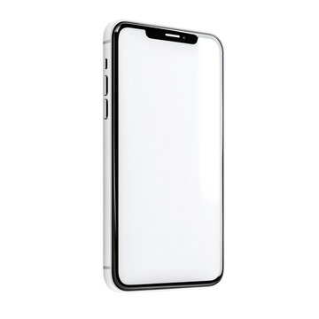 A white iPhone is displayed on a white background. The phone is turned off and has a clean, minimalist design