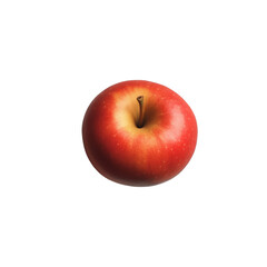A red apple with a stem on top. The apple is the main focus of the image. The apple is placed on a white background, which makes the apple stand out