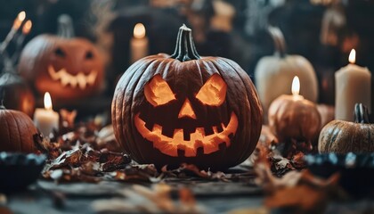 Obraz premium Pumpkin carving ideas, creative process, close-up, inviting