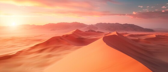 Naklejka premium Aerial shot of a breathtaking environment with expansive deserts, dramatic sand dunes, and striking color contrasts captured from overhead 8K , high-resolution, ultra HD,up32K HD