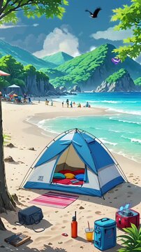 camping in the beach