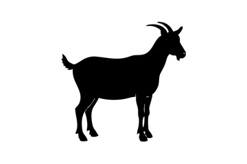 Silhouette vector design of a goat on white background
