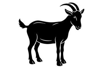 Silhouette vector design of a goat on white background