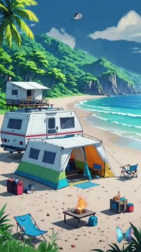 camping in the beach
