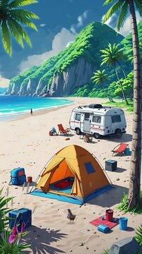 camping in the beach