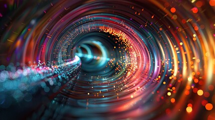 Obraz premium light travelling through a fiber optic cable, exciting and colorful