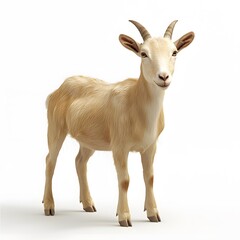 Obraz premium Female goat on white background
