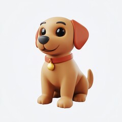 Cute 3D Cartoon Dog Sitting