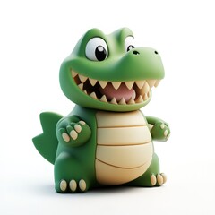 Obraz premium Cute Green Alligator Cartoon