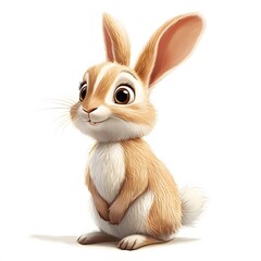 Fototapeta premium Cartoon style rabbit and carrot isolated oon white background