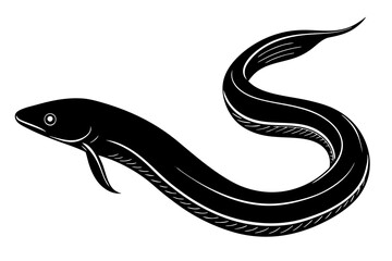  Silhouette vector design of a eel on white background