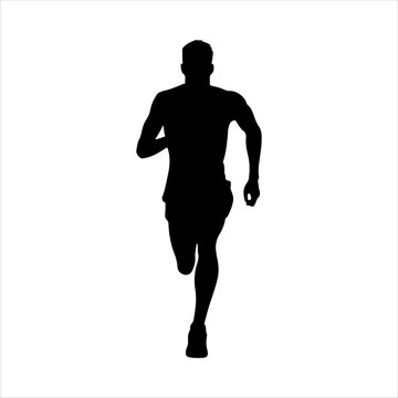 recommend clip art: Front view athlete male runner silhouette vector illustration design on white background.