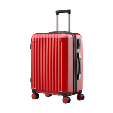 red travel suitcase isolated on transparent background, png