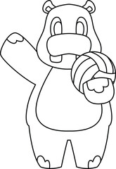 Hippo Volleyball player Volleyball Animal Vector Graphic Art Illustration