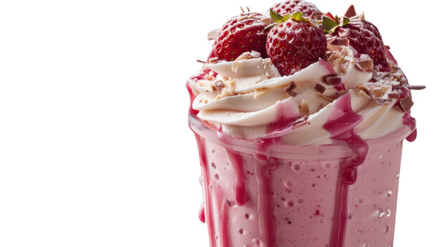 Delicious Cheesecake Strawberry Shake Isolated On Transparent Background