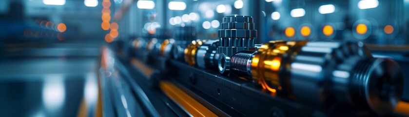 Obraz premium Engineer using instruments to develop iron components, hyperrealistic details, intricate textures, modern workshop, bright lighting 8K , high-resolution, ultra HD,up32K HD