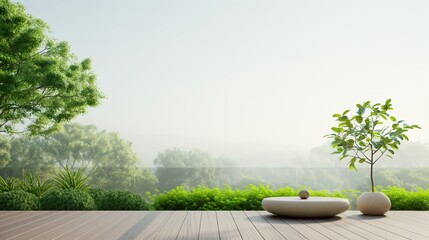 Minimalist Zen Garden Terrace Tranquil Outdoor Space with Modern Design for Relaxation and Meditation Concepts
