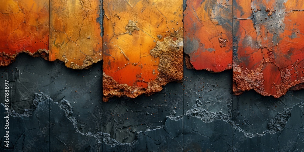 Poster abstract painting with a rich mix of textures and colors, adding depth and complexity to the composi