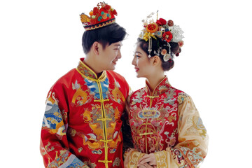 Fototapeta premium Real Image Showing Native Man and Woman Isolated On Transparent Background