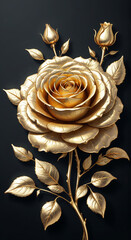 golden rose on black background