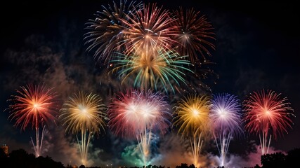 Celebrate the start of a new year with a vibrant and colorful fireworks display, illuminating the night sky with bursts of joy and excitement.