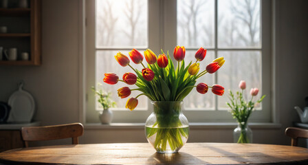 tulips in the window