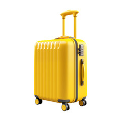 Fototapeta premium yellow travel suitcase isolated on transparent background, png
